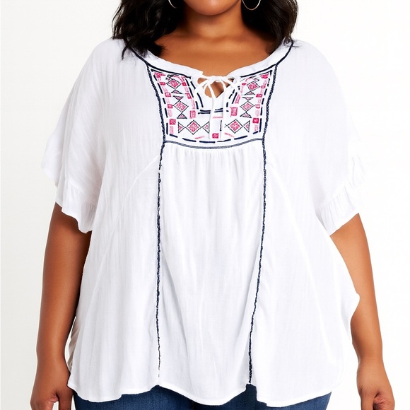 Ashley Stewart aztec flowy top blouse, Size 24 - Picture 1 of 8